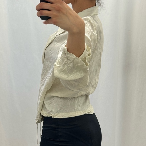 Aritzia satin cream wraparound blouse - Picture 3 of 4